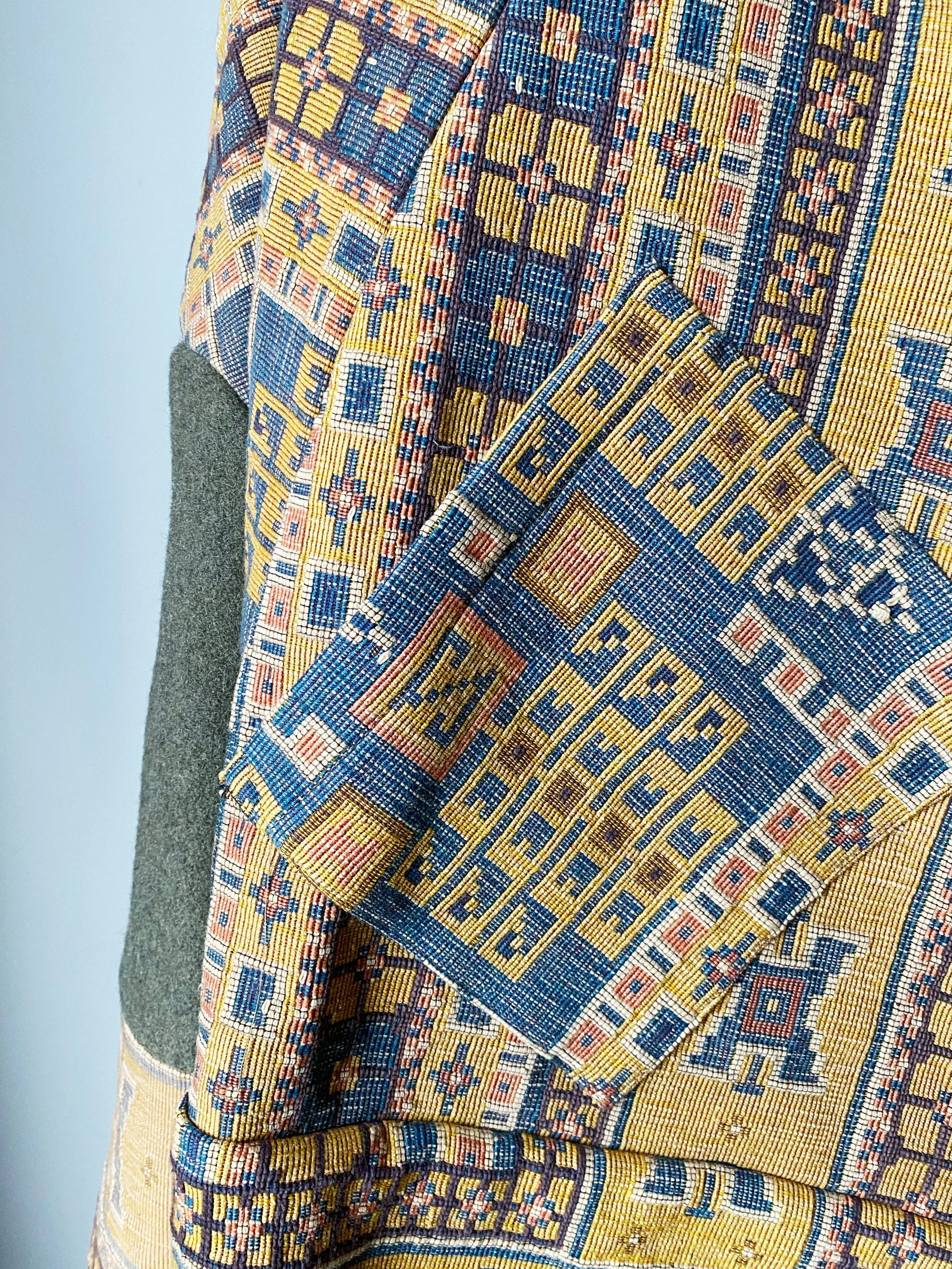 victorian jacquard and army blanket cocoon 3