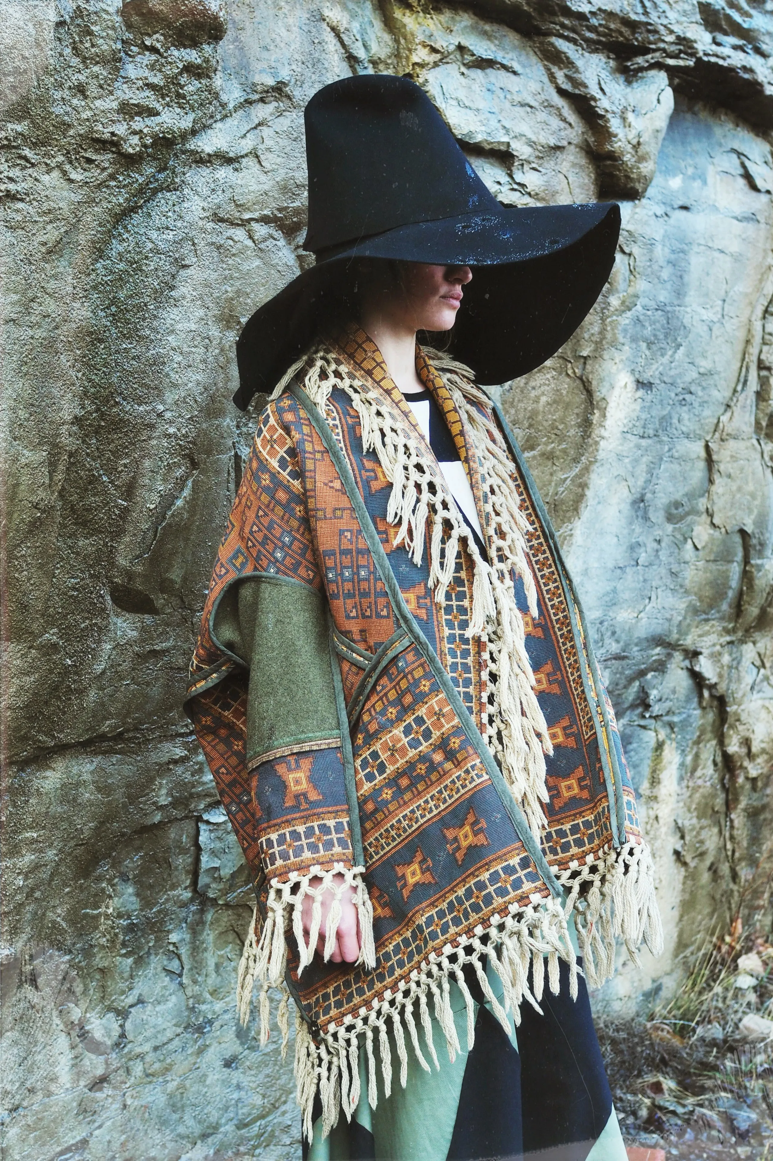victorian jacquard and army blanket cocoon 3