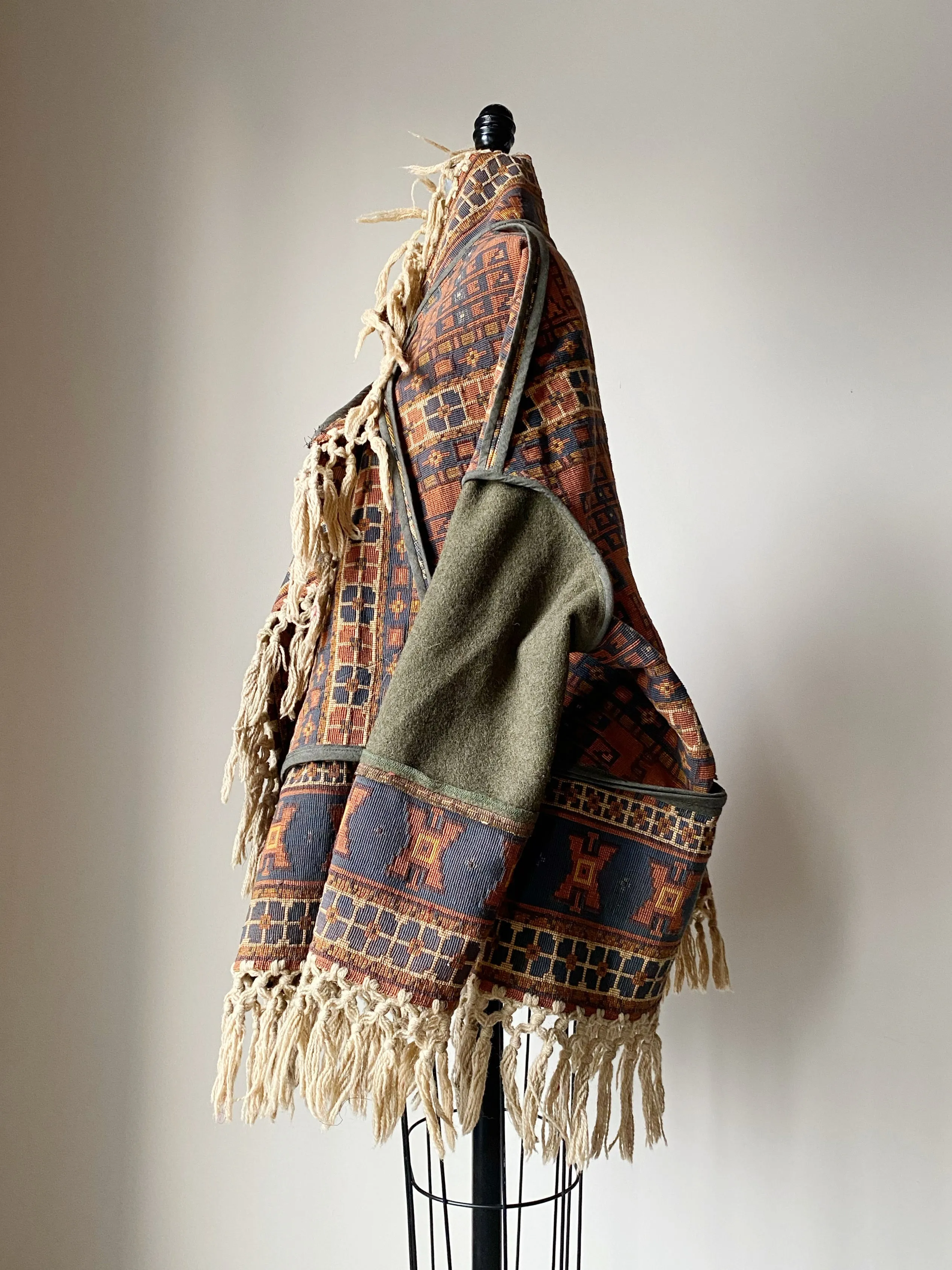 victorian jacquard and army blanket cocoon 3