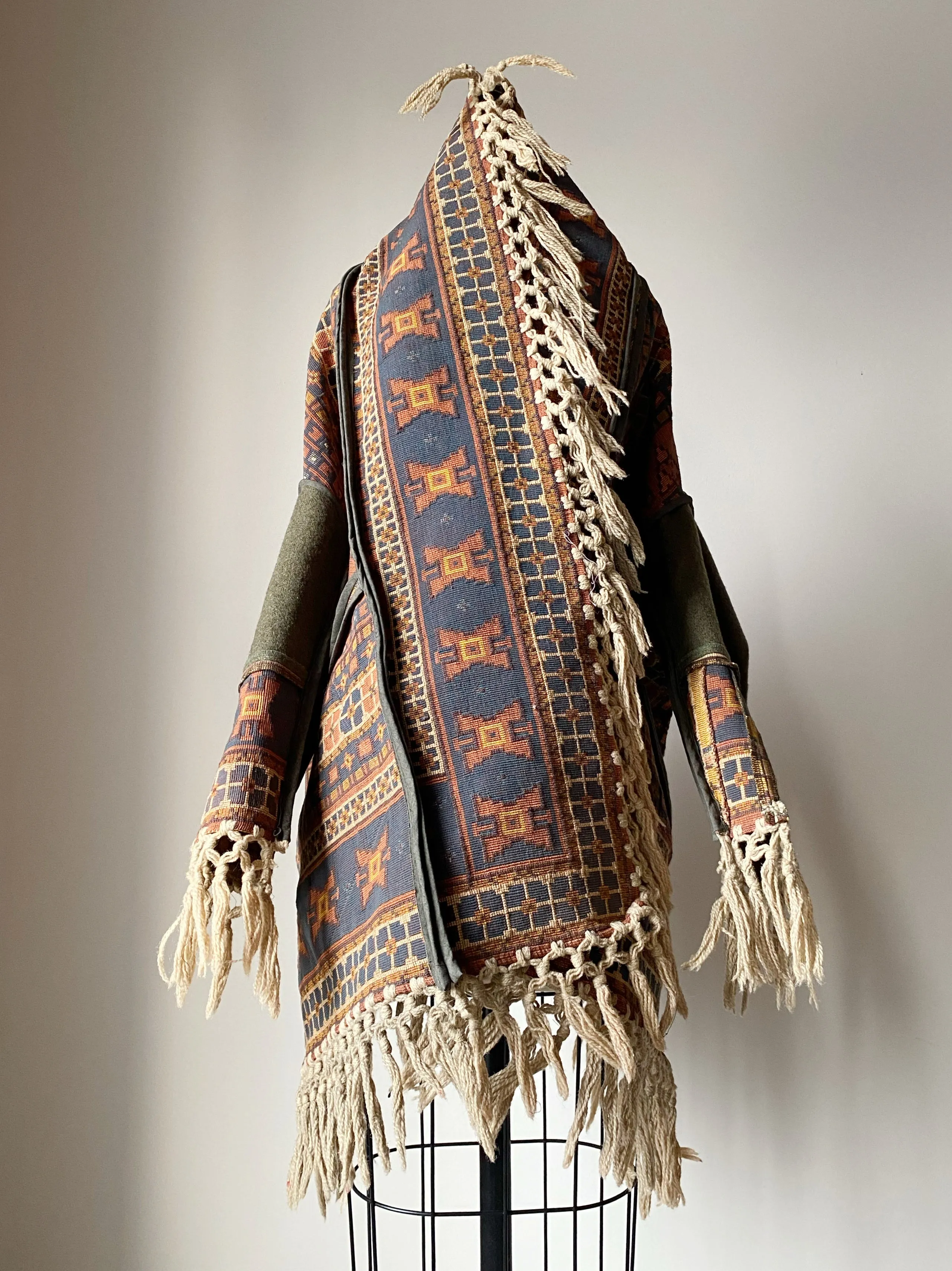 victorian jacquard and army blanket cocoon 3