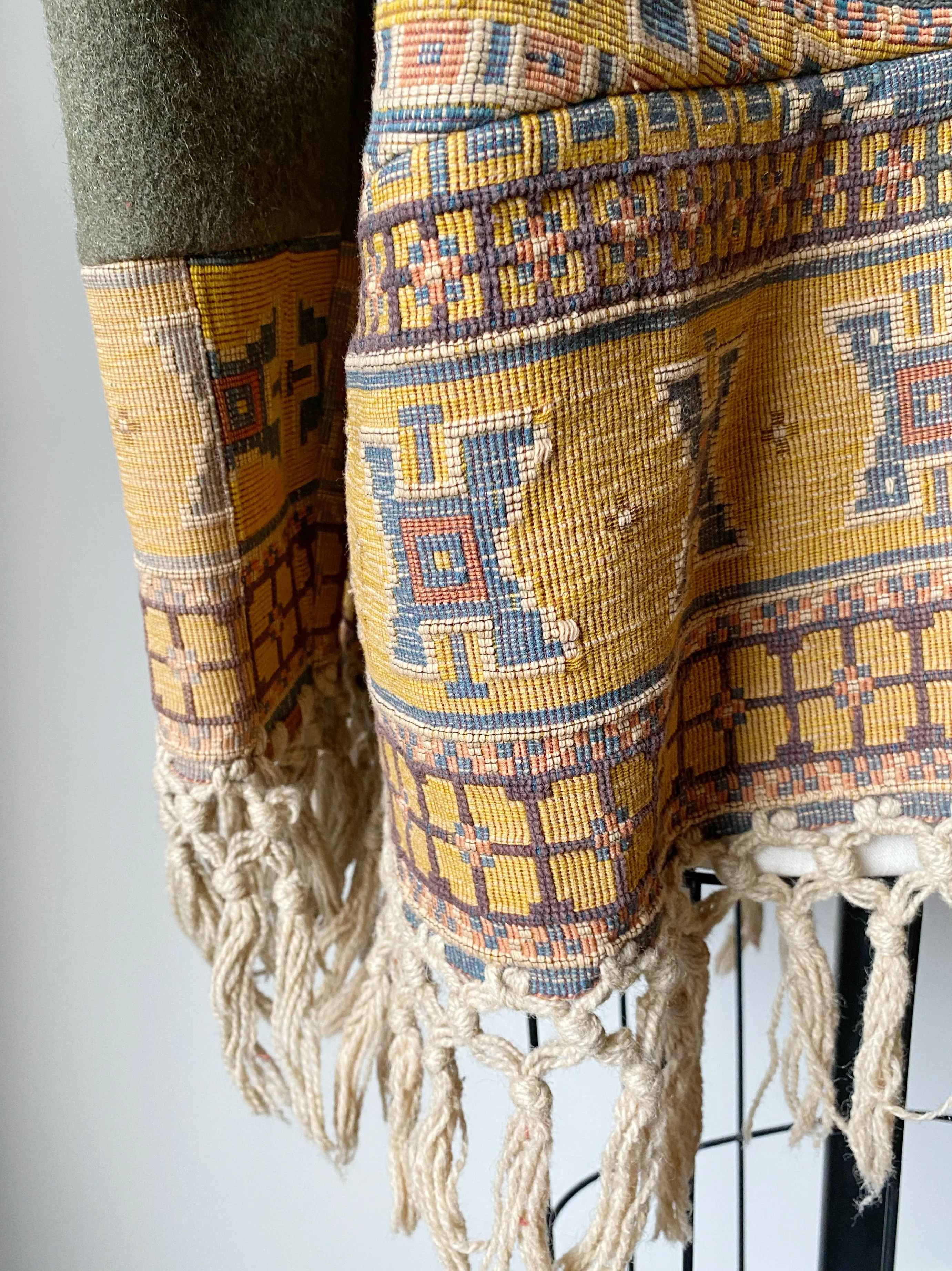 victorian jacquard and army blanket cocoon 3