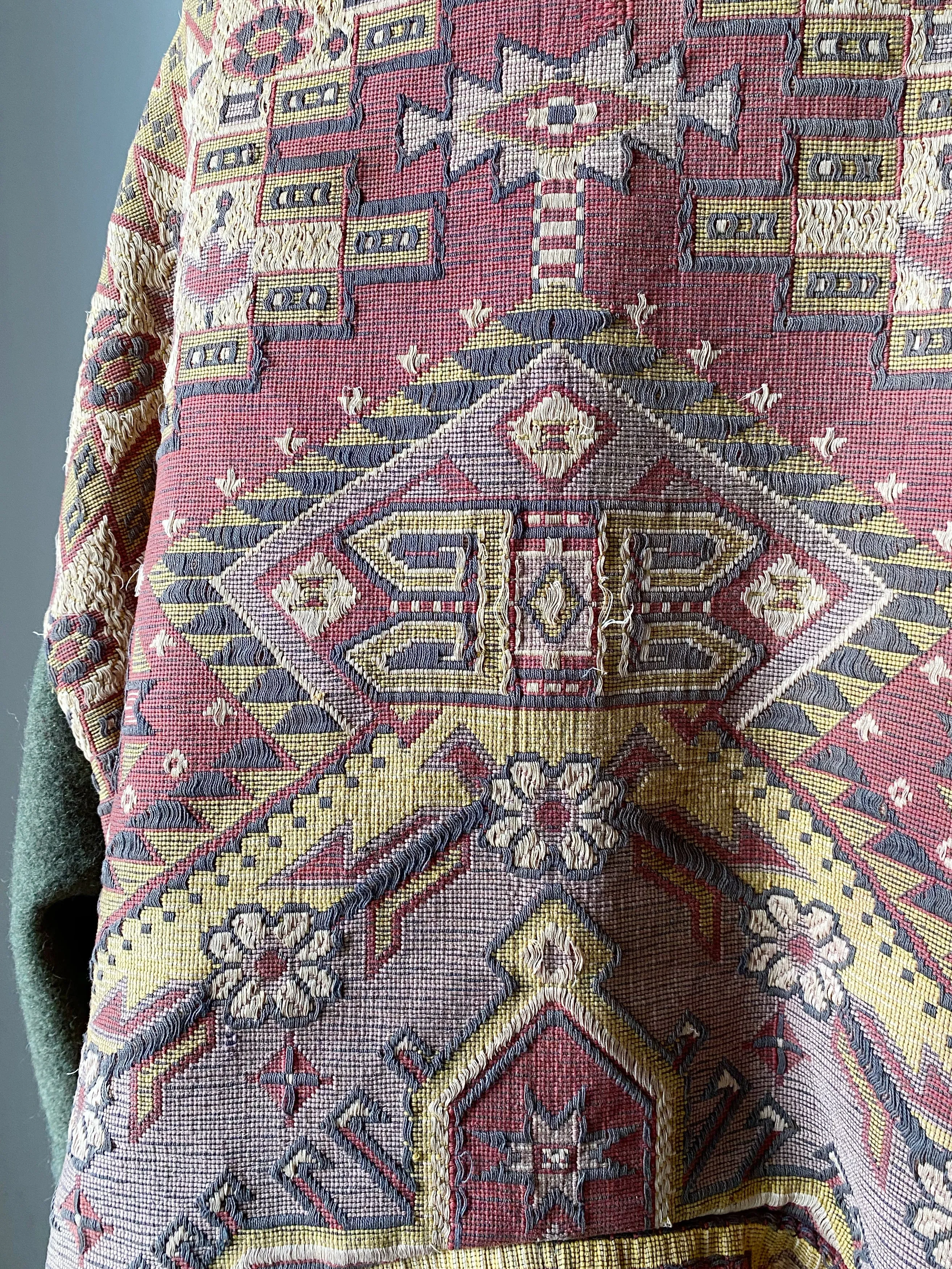 victorian jacquard and army blanket cocoon 4