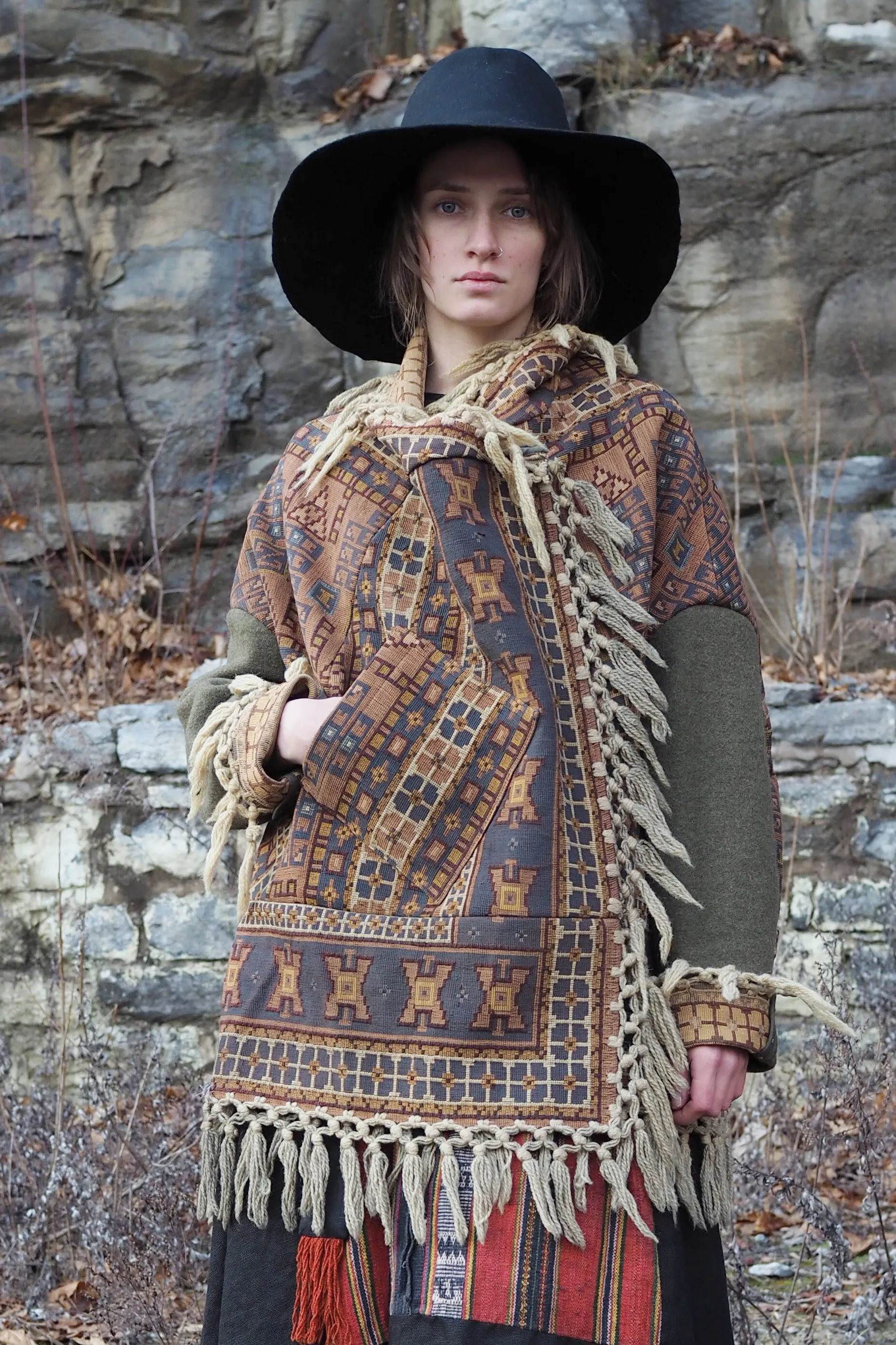 victorian jacquard and army blanket cocoon 5