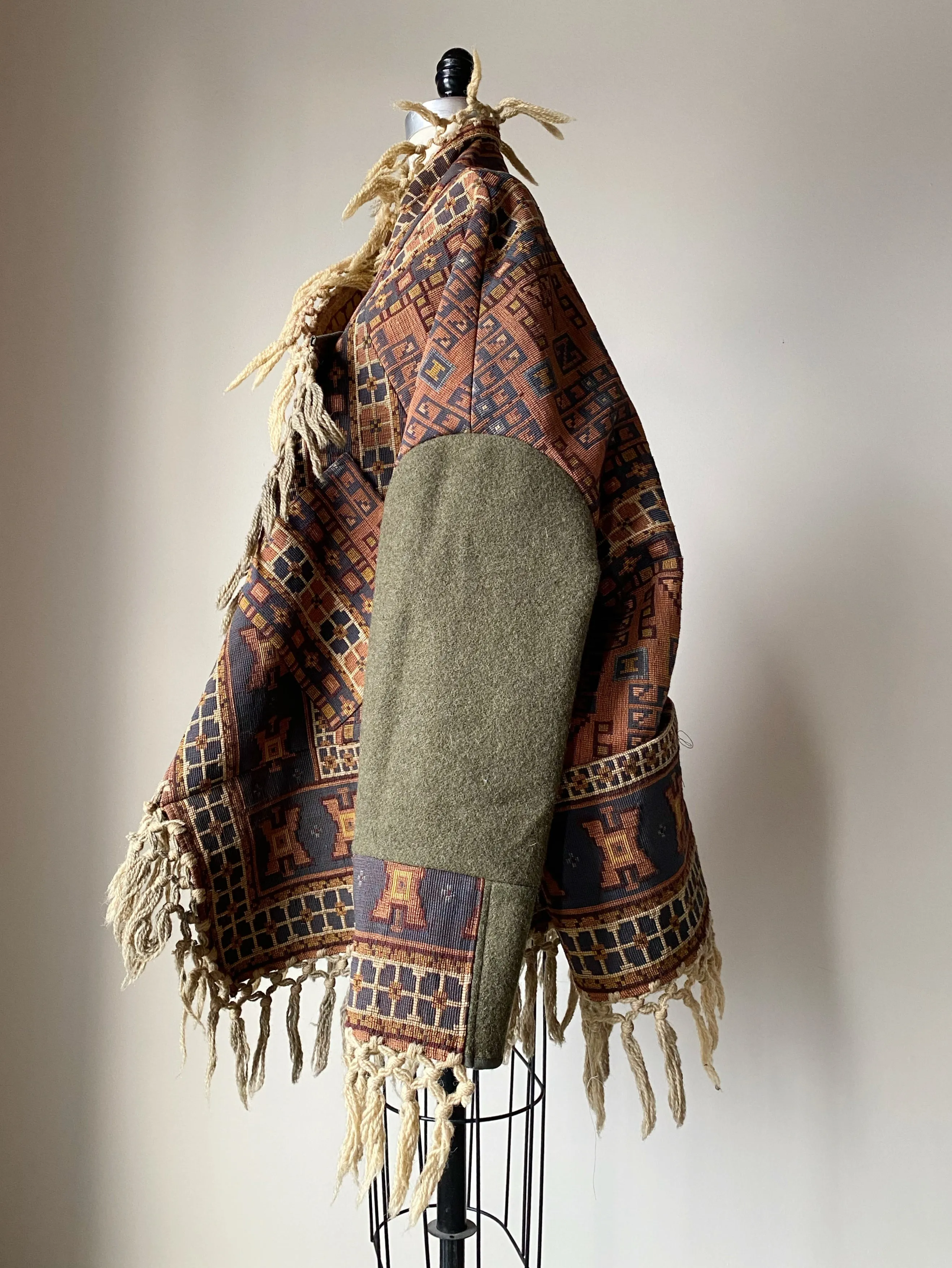 victorian jacquard and army blanket cocoon 5