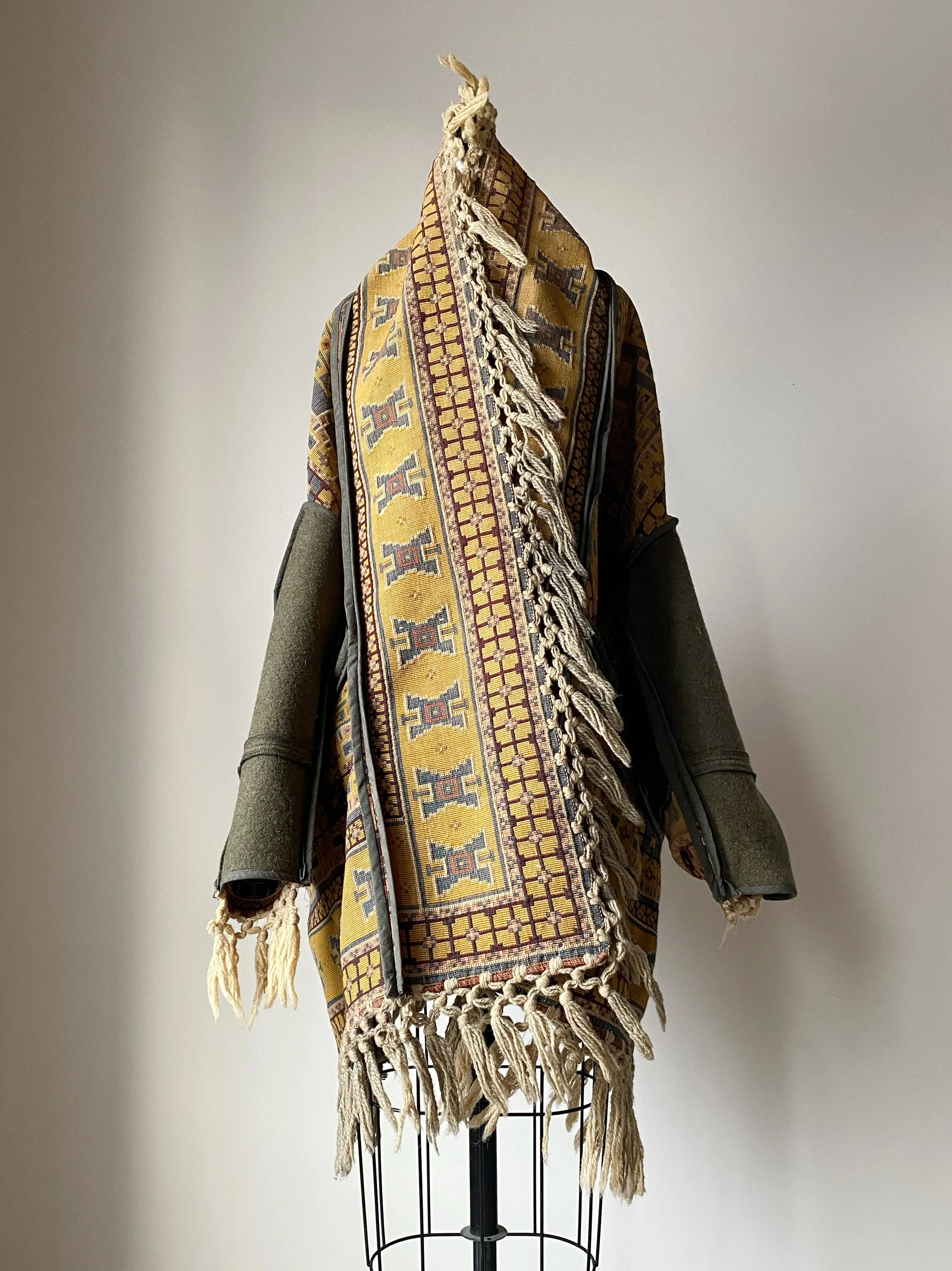 victorian jacquard and army blanket cocoon 5