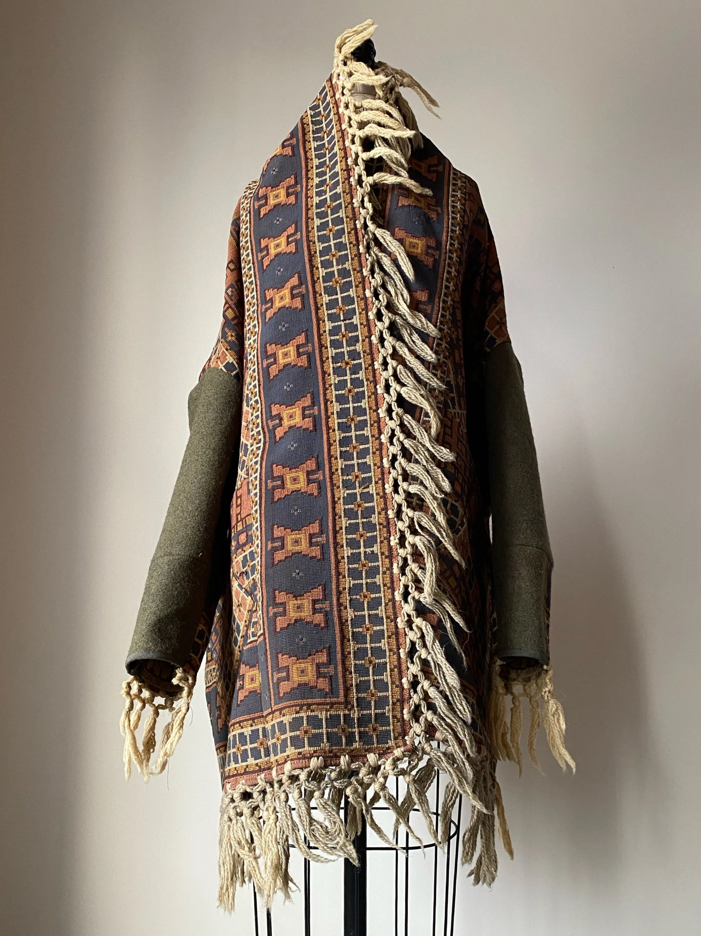 victorian jacquard and army blanket cocoon 5