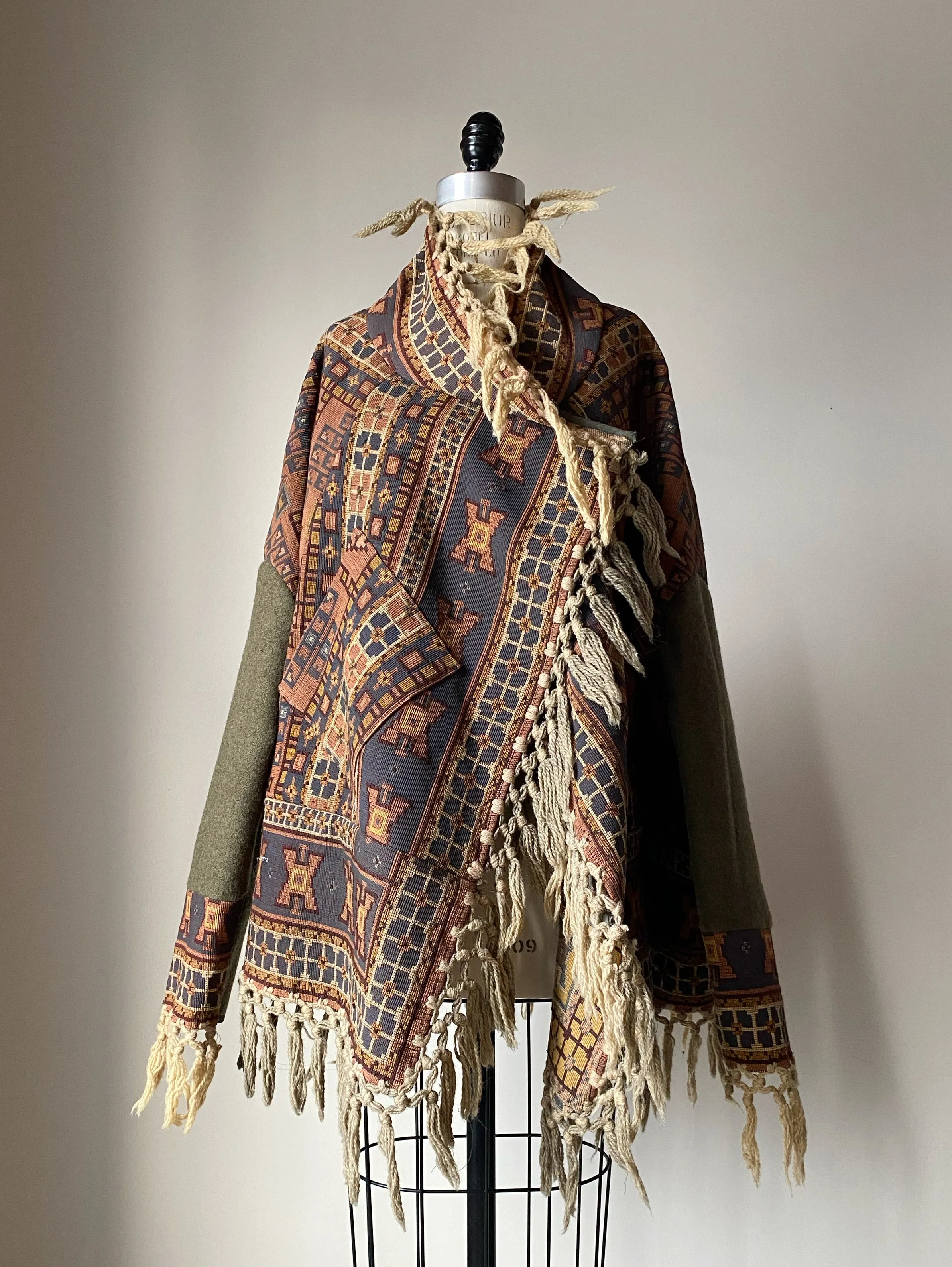 victorian jacquard and army blanket cocoon 5