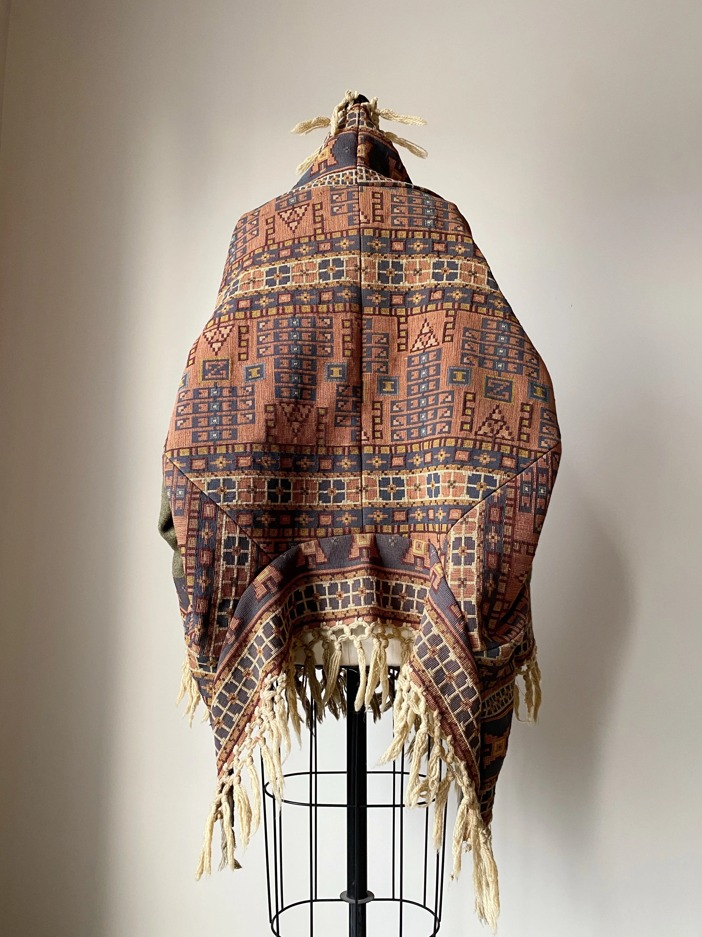 victorian jacquard and army blanket cocoon 5