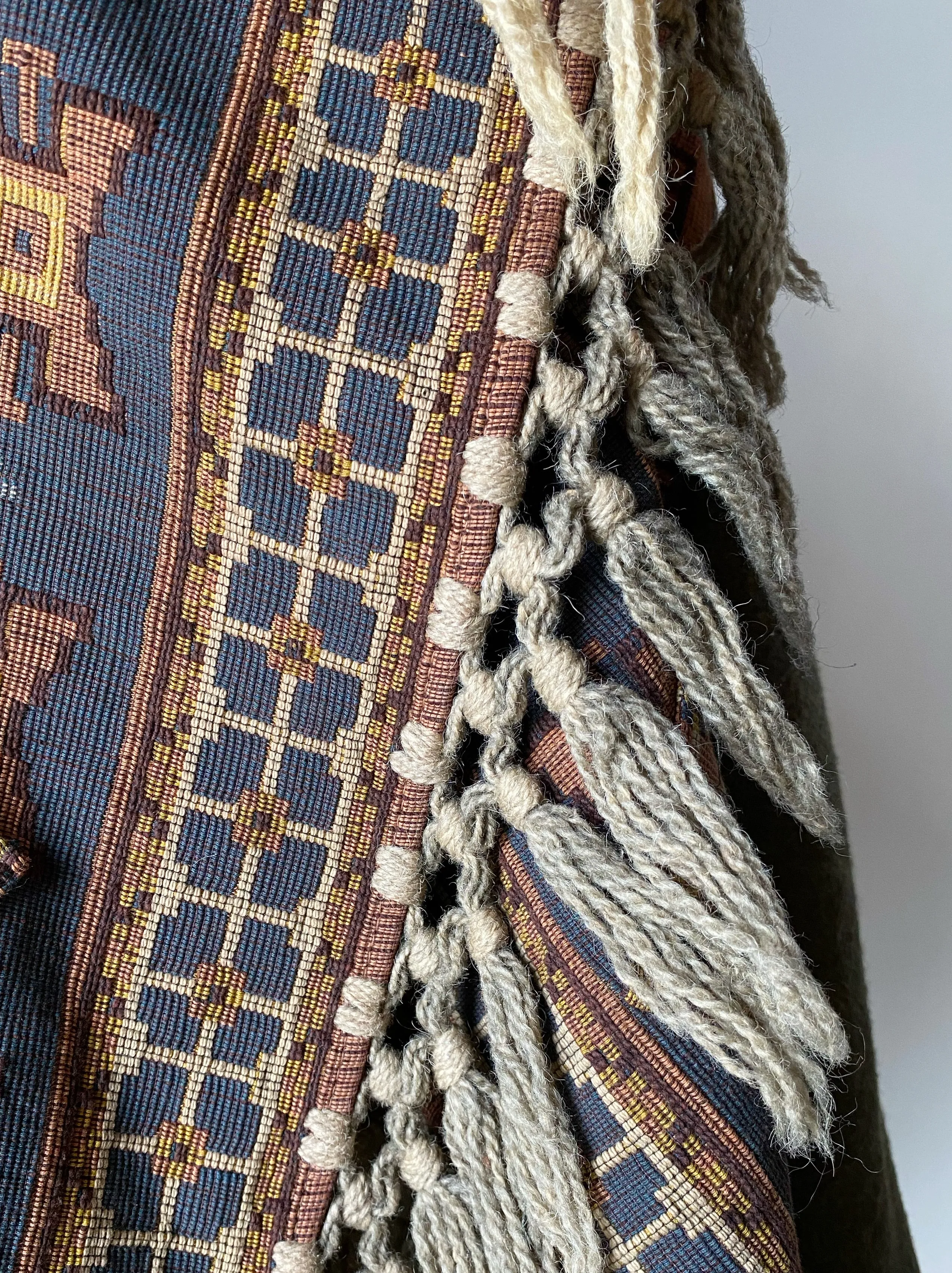 victorian jacquard and army blanket cocoon 5