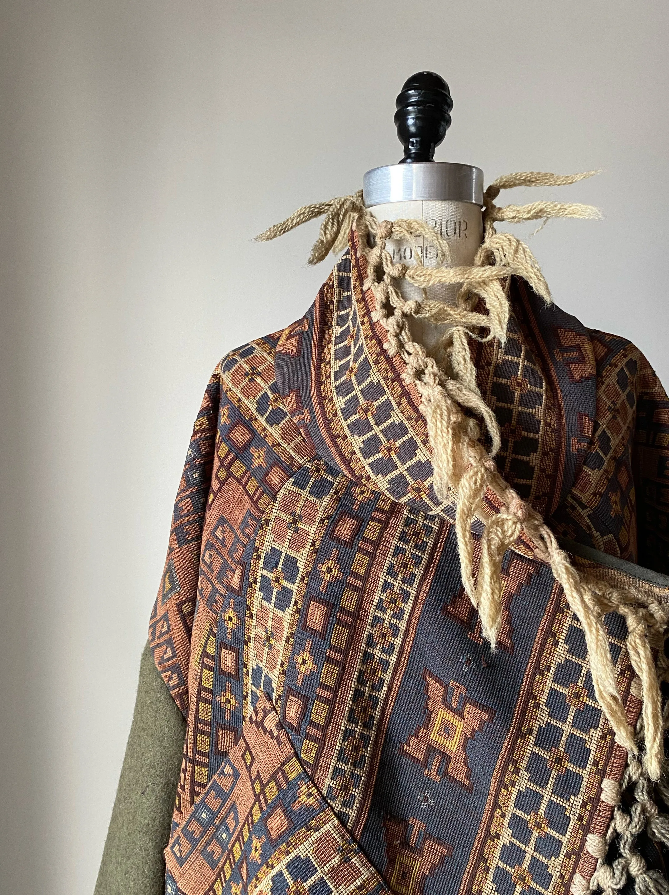 victorian jacquard and army blanket cocoon 5
