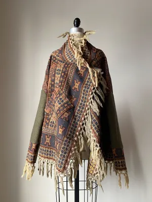 victorian jacquard and army blanket cocoon 5