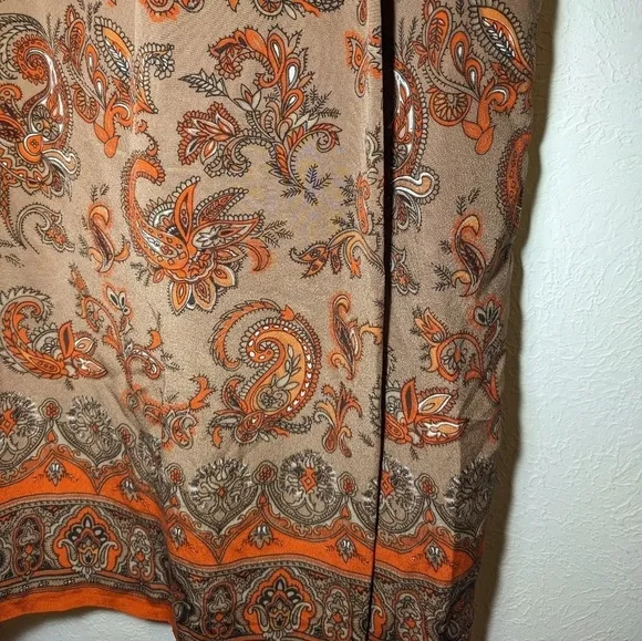 Vintage 100% silk midi paisley skirt