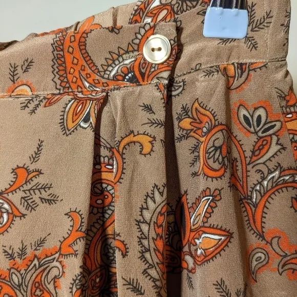 Vintage 100% silk midi paisley skirt