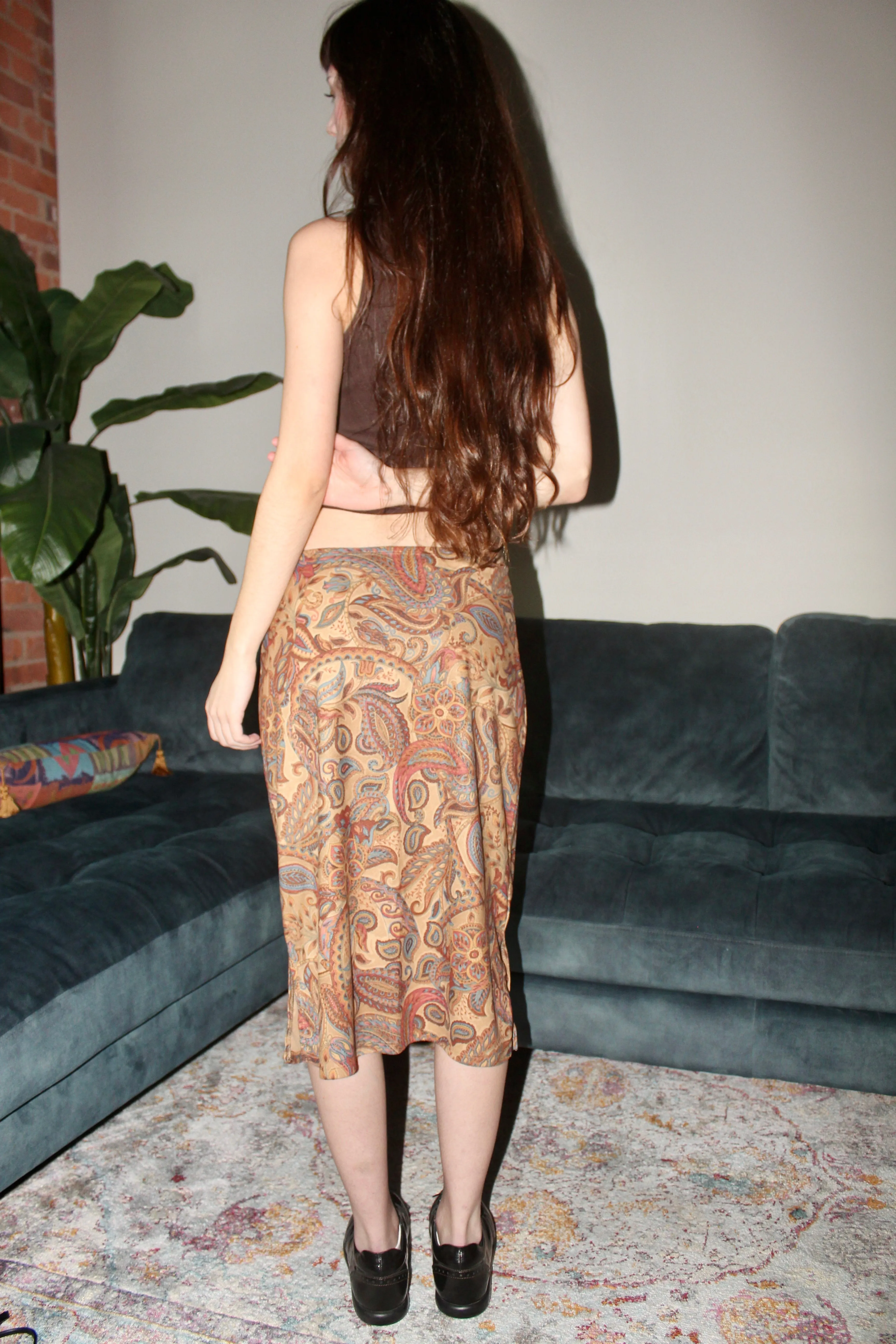 Vintage 90s Paisley Midi Skirt (M)