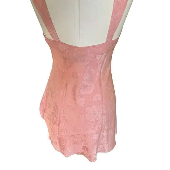 Vintage 90s Victorias Secret Gold Label Pink Nightie Lingerie Night Dress Lace S