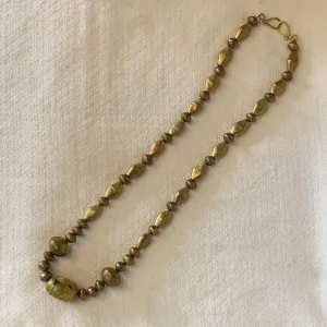 Vintage African Brass Beaded Pattern Necklace