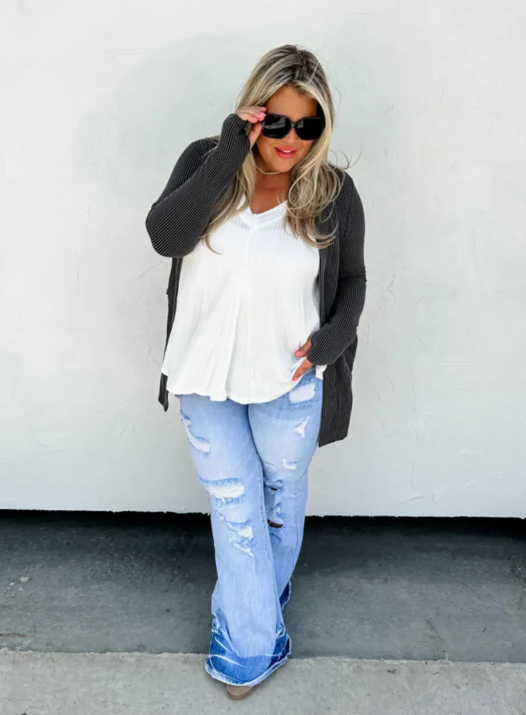 Vintage Black Reese Ribbed Cardigan
