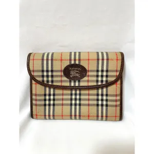 Vintage Burberry classic beige nova check fabric mini clutch wallet purse leather trimmings. Unisex purse. 051206ya1