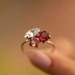 Vintage Design Slim Band Ring with Zircon Crystals