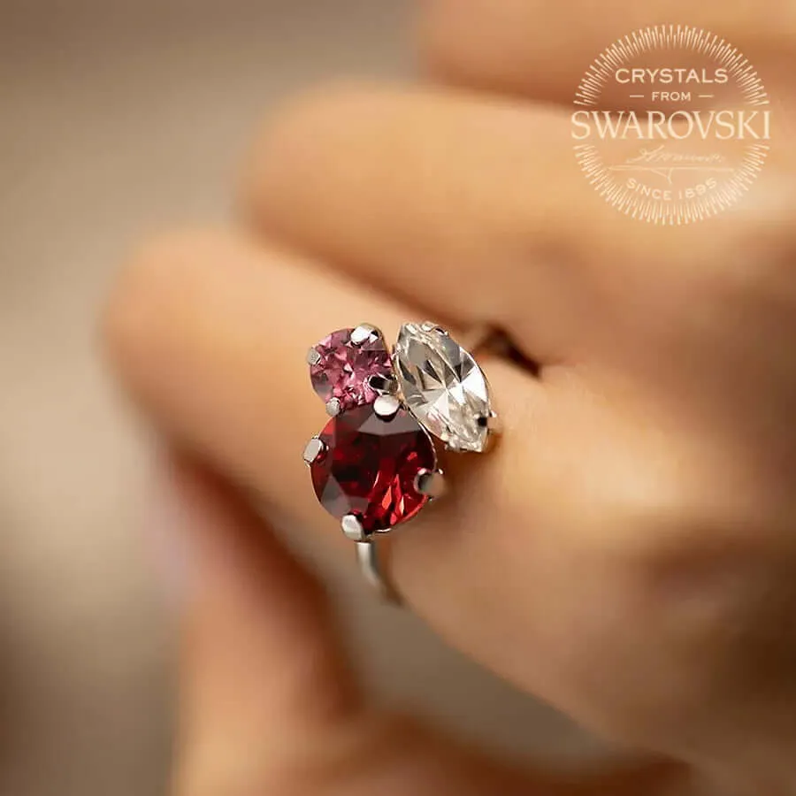 Vintage Design Slim Band Ring with Zircon Crystals