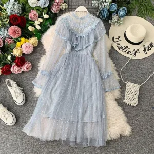 Vintage Lace Floral Midi Dress Elegant