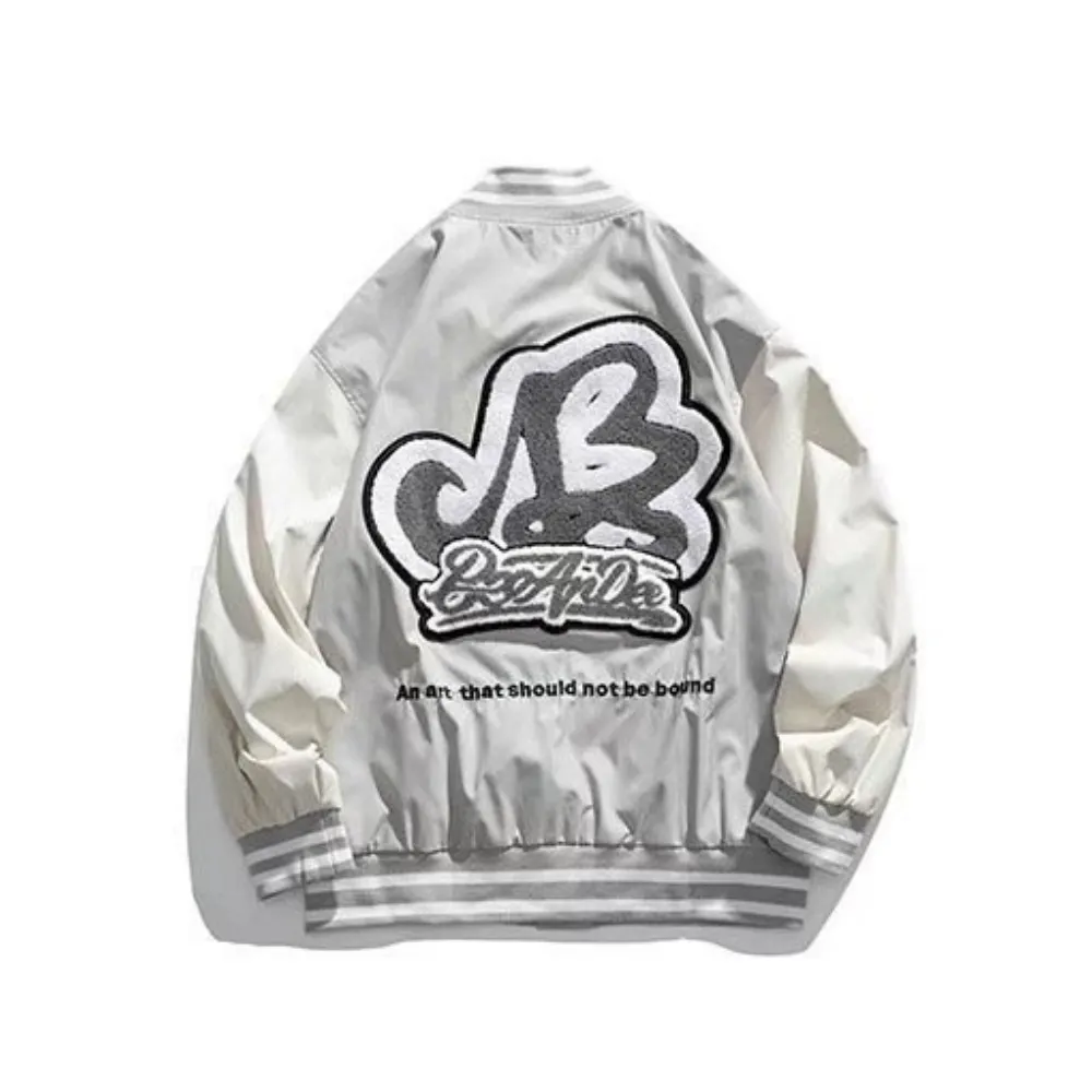 Vintage Letter Embroidery Jacquard Jacket