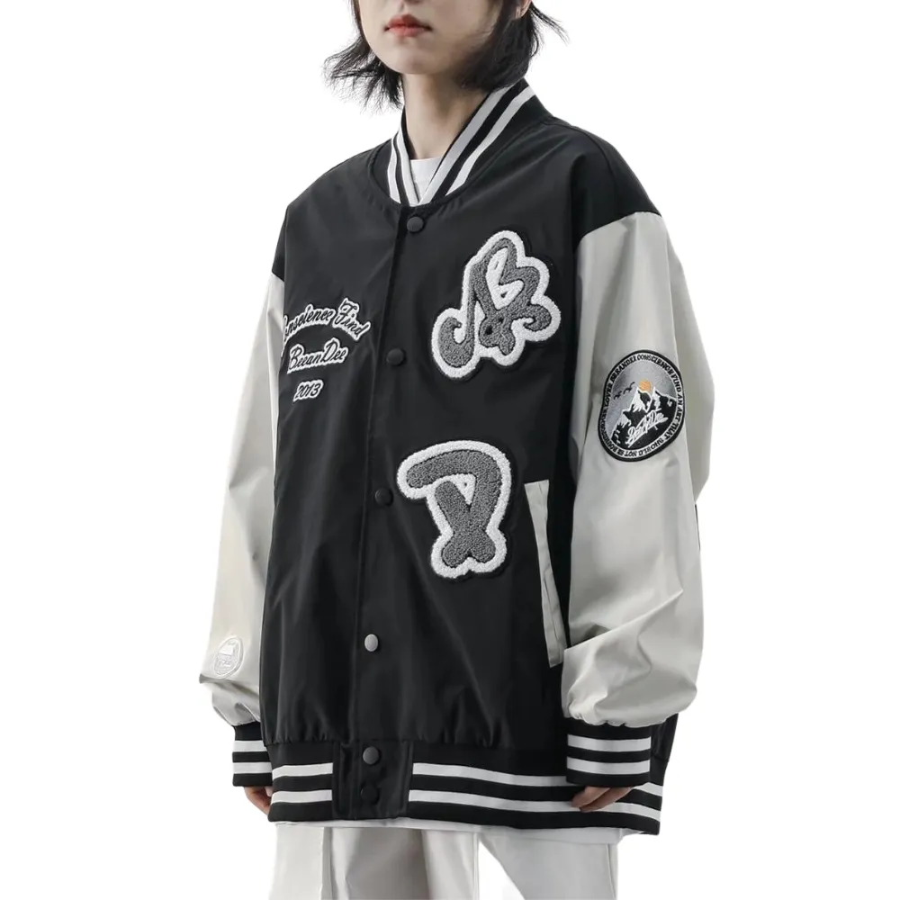 Vintage Letter Embroidery Jacquard Jacket