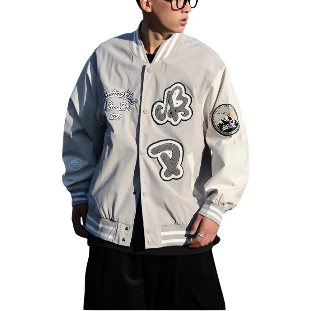 Vintage Letter Embroidery Jacquard Jacket