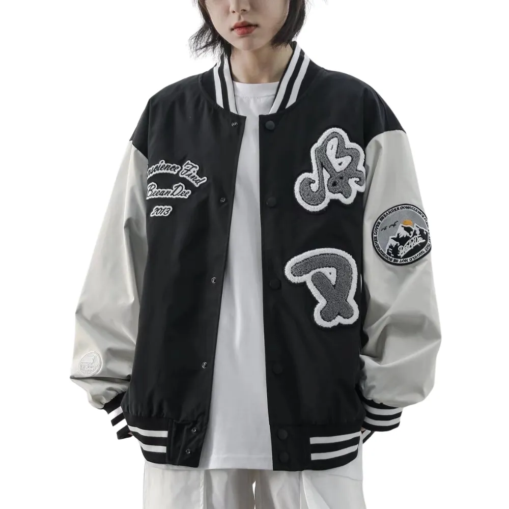 Vintage Letter Embroidery Jacquard Jacket