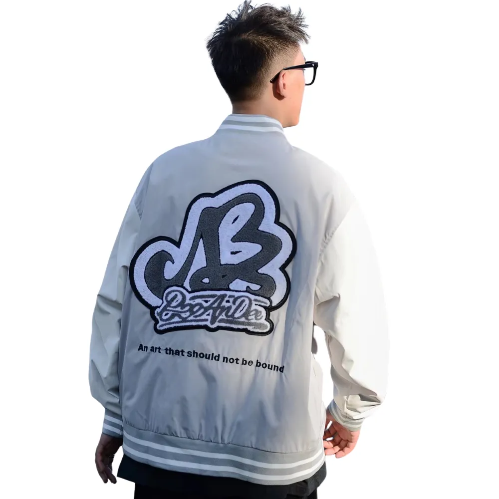 Vintage Letter Embroidery Jacquard Jacket