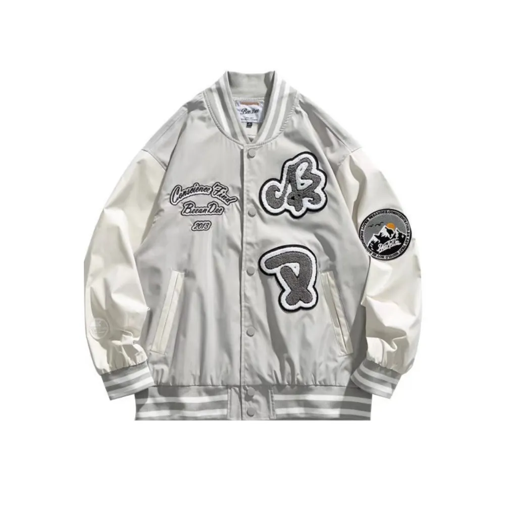 Vintage Letter Embroidery Jacquard Jacket