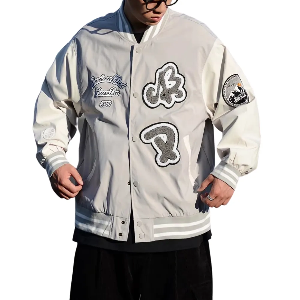 Vintage Letter Embroidery Jacquard Jacket