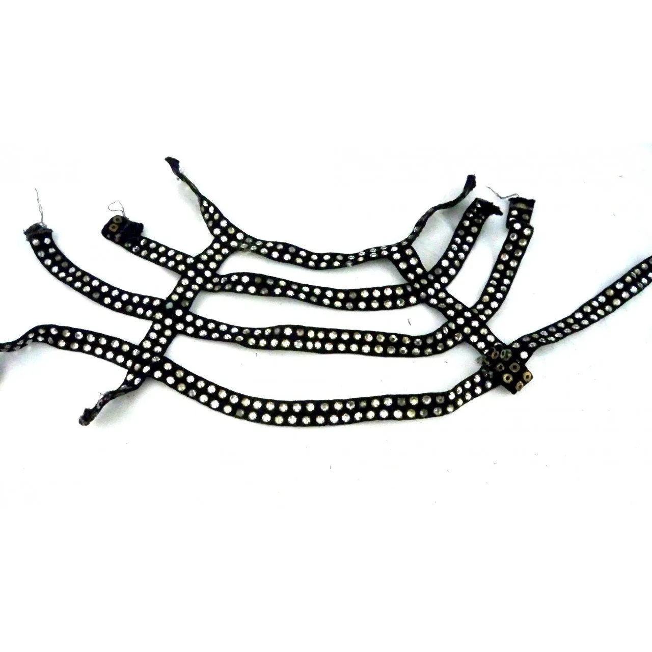 Vintage Rhinestone Studded Trim Black Ribbon