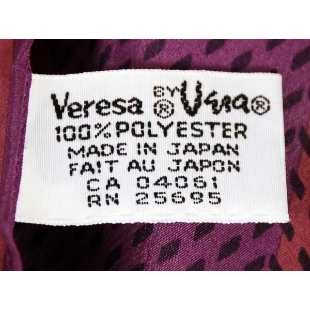 Vintage Scarf Ladies Veresa Vera Oblong Made in Japan Purple & Reds