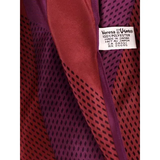 Vintage Scarf Ladies Veresa Vera Oblong Made in Japan Purple & Reds