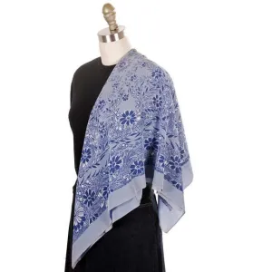 Vintage Scarf Square Blue Rayon Bandana Print 1940s Huge