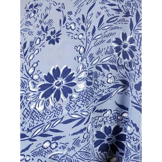 Vintage Scarf Square Blue Rayon Bandana Print 1940s Huge