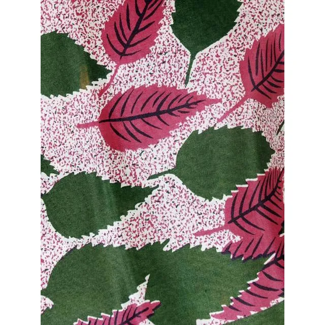 Vintage Scarf Square Ladies Silk Green Red Art Moderne Leaves 1940s