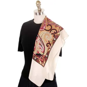 Vintage Silk Crepe Scarf Huge Red Gold Paisley C.K. Eagle & Co 1920s