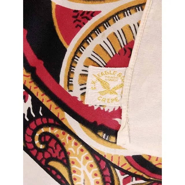 Vintage Silk Crepe Scarf Huge Red Gold Paisley C.K. Eagle & Co 1920s