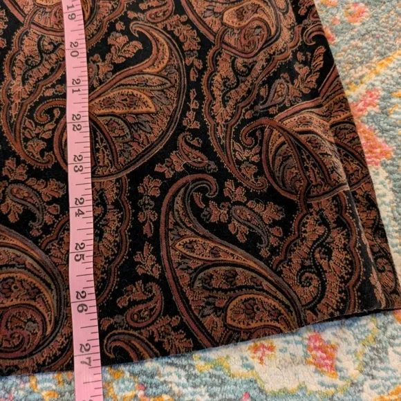 Vintage Velvet Brown Paisley Midi Skirt Size M