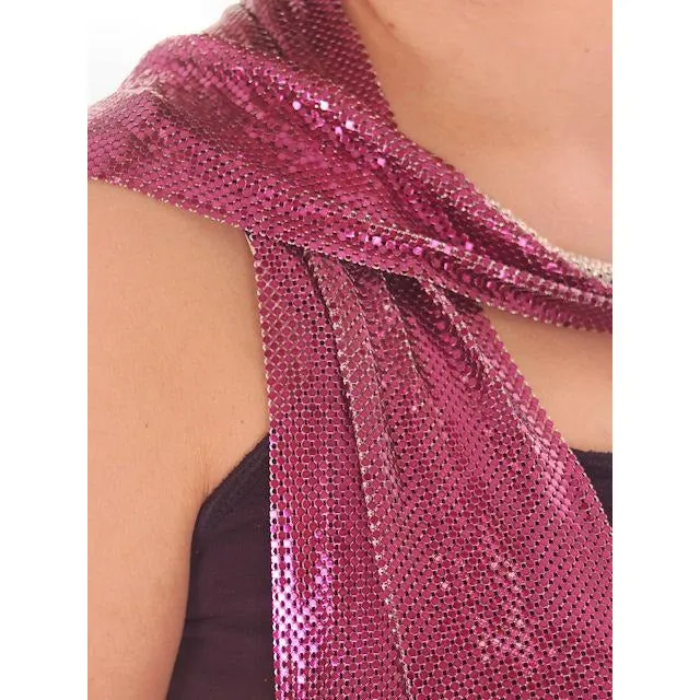 Vintage Whiting & Davis Metal Mesh Scarf Silver/ Violet Heavy 68" Long 1970s