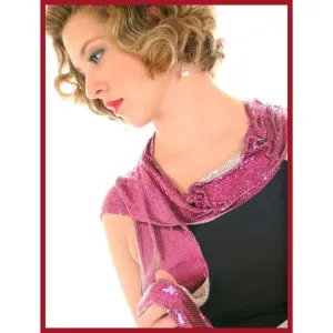 Vintage Whiting & Davis Metal Mesh Scarf Silver/ Violet Heavy 68" Long 1970s