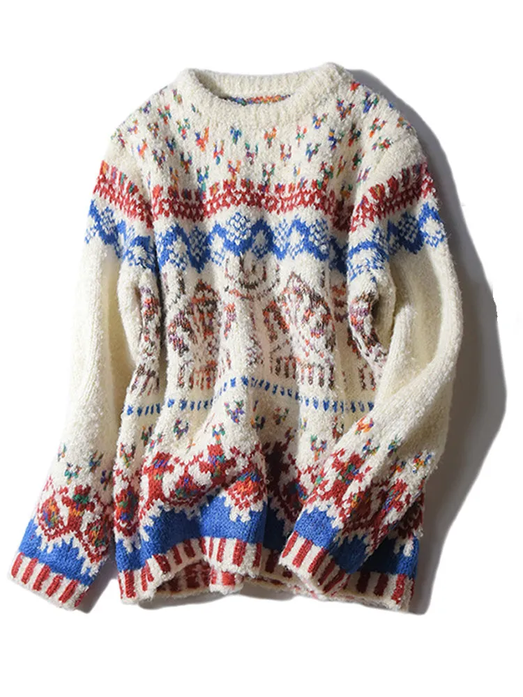 Vintage Women Jacquard Christmas Sweater
