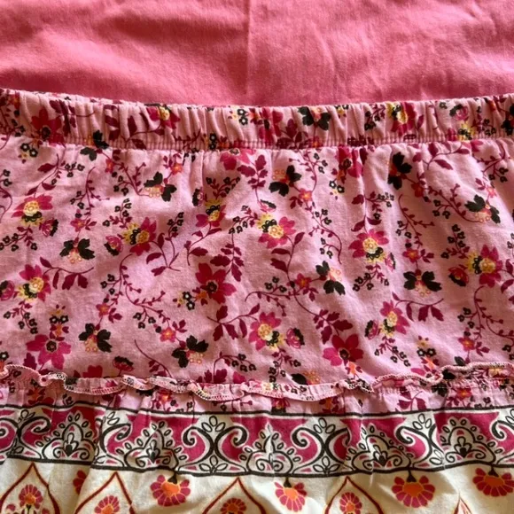 Vintage Xhilaration floral micro/mini skirt, lace hem, XL 14/16