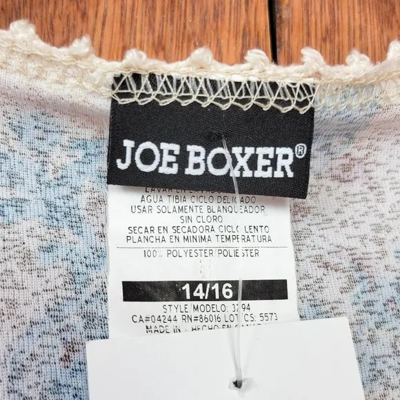 Vintage Y2K Joe Boxer Cream &amp; Blue Floral Paisley Print Two Piece Skirt Set