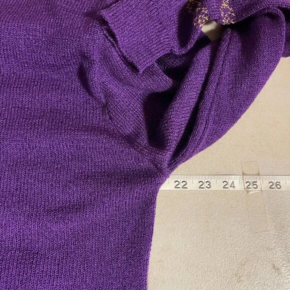 Vintage Andrea Gayle Purple Knit Cardigan &amp; Paisley Matching Skirt Set