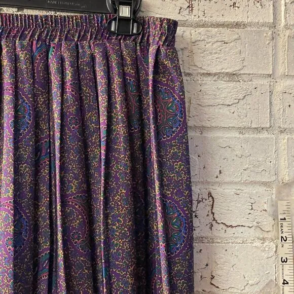 Vintage Andrea Gayle Purple Knit Cardigan &amp; Paisley Matching Skirt Set