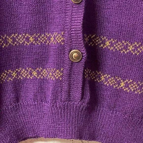 Vintage Andrea Gayle Purple Knit Cardigan &amp; Paisley Matching Skirt Set