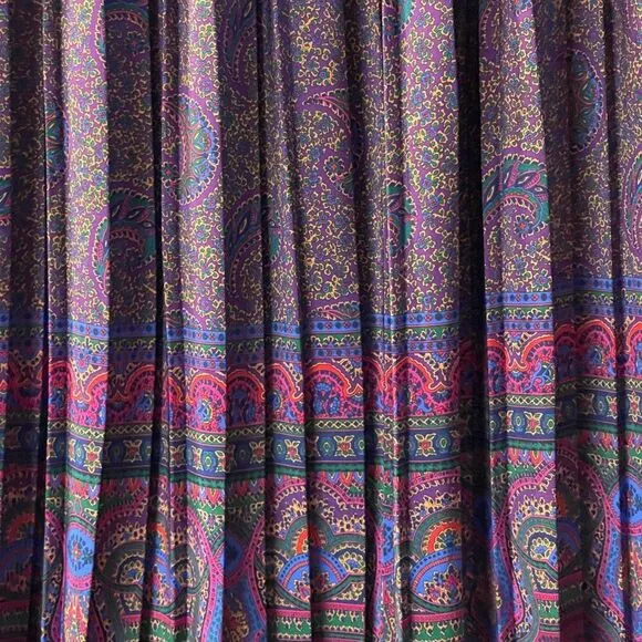 Vintage Andrea Gayle Purple Knit Cardigan &amp; Paisley Matching Skirt Set